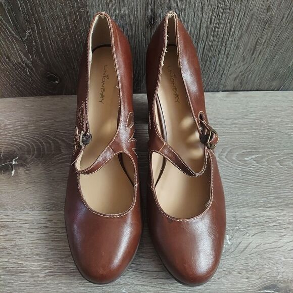 Unionbay Vintage Y2K Mary Janes Brown Platform Heels Tear Drop 10 - Picture 3 of 10